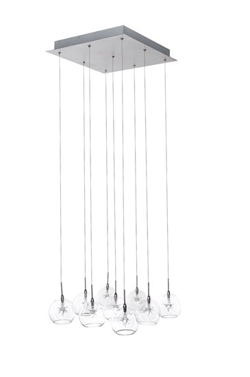 Picture of 20W Starburst 9-Light Pendant SNPC Clear Glass 12V G4 Xenon (OA HT 18"-125")