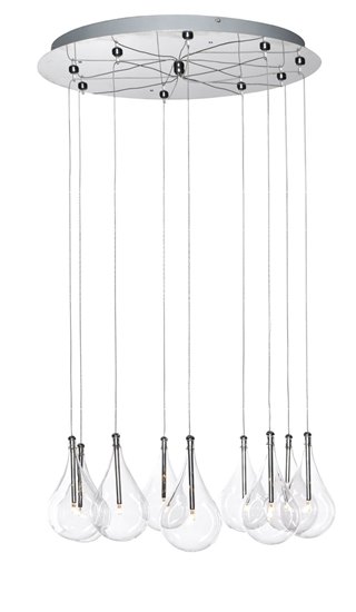 Picture of 10W Larmes 9-Light Pendant PC Clear Glass 12V G4 Xenon (OA HT 12"-76")