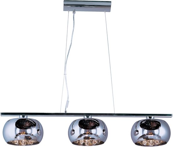 Picture of 75W Sense 3-Light Pendant PC Mirror Chrome Glass G9 Xenon 39.5"x8.75"x6.5" (OA HT 18"-120")