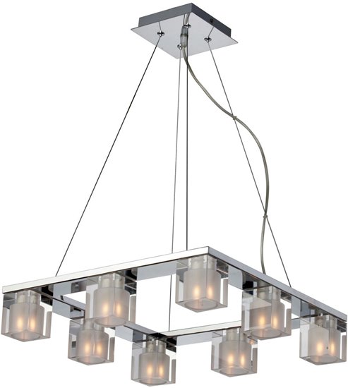 Picture of 40W Blocs 8-Light Pendant PC Clear/Frosted Glass G9 Frost Xenon 16.5"x16.5"x3.5" (OA HT 24"-120")