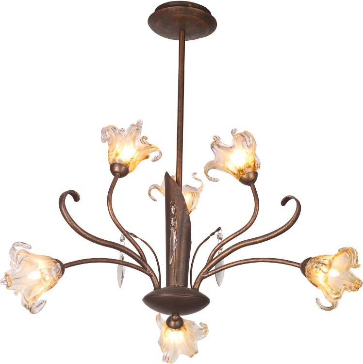 Foto para 40W Bloom 6-Light Chandelier ANB Amber Murano Glass G9 Frost Xenon (OA HT 46.5")