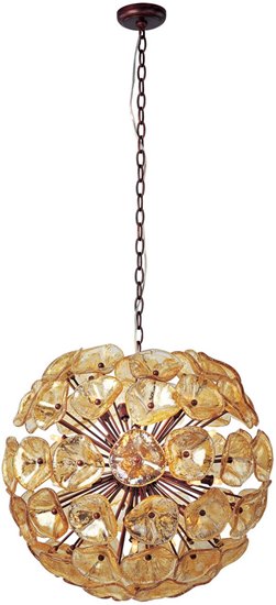 Picture of 40W Cassini 20-Light Pendant BZ Amber Murano Glass G9 Xenon (OA HT 36"-130")36" Chain