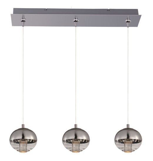 Picture of Zing 3-Light RapidJack Pendant and Canopy PC Mirror Chrome LED 4.5"x24.75" (OA HT 134")
