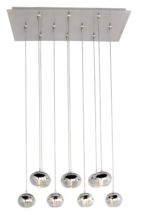 Foto para 3W Zing 10-Light RapidJack Pendant and Canopy PC Mirror Chrome LED (OA HT 134")