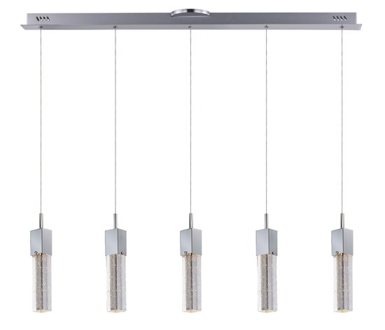 Picture of 7.5W Fizz III 5-Light LED Pendant PC Etched/Bubble (OA HT 18"-120") (CAN 37.8"x1.8"x1.5")