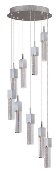 Picture of 7.5W Fizz III 9-Light LED Pendant PC Etched/Bubble Glass (OA HT 135")