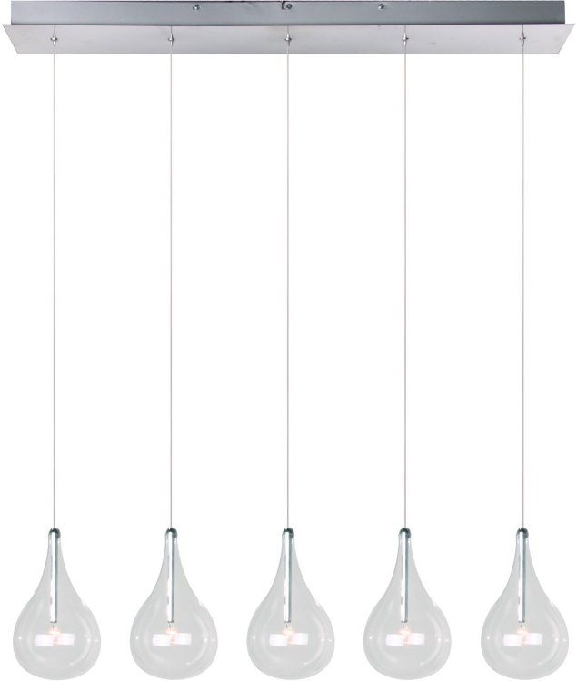 Foto para 20W Larmes 5-Light Pendant PC Clear Glass 12V G4 Xenon (OA HT 18"-66")