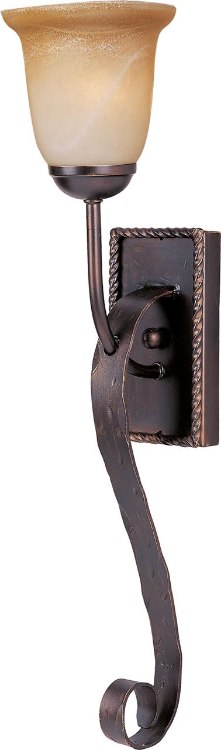 Foto para 100W Aspen 1-Light Wall Sconce OI Vintage Amber Glass MB Incandescent 6"x25" 