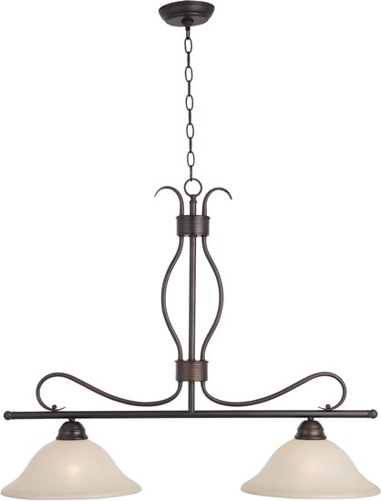 Picture of 100W Basix 2-Light Pendant OI Wilshire Glass MB Incandescent (CAN 5.25"x5.25"x1.5")36" Chain
