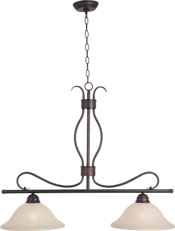 Foto para 100W Basix 2-Light Pendant OI Wilshire Glass MB Incandescent (CAN 5.25"x5.25"x1.5")36" Chain