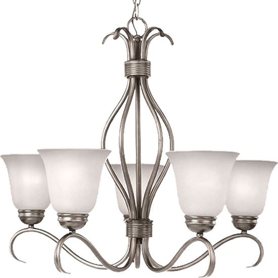 Foto para 100W Basix 5-Light Chandelier SN Ice Glass MB Incandescent 26"x22.5" 36" Chain