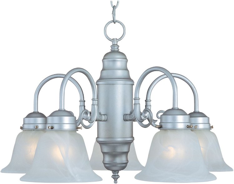 Foto para 100W Builder Basics 5-Light Chandelier SN Marble Glass MB Incandescent 36" Chain