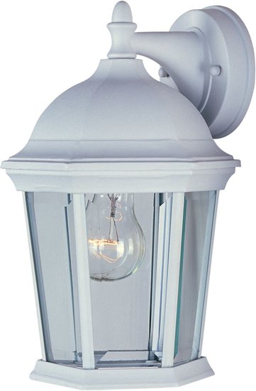 Picture of 100W Builder Cast 1-Light Outdoor Wall Lantern WT Clear Glass MB Incandescent 6-Min