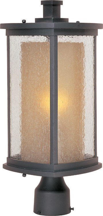 Foto para 100W Bungalow 1-Light Outdoor Pole/Post Lantern BZ Seedy/Wilshire Glass MB Incandescent 4-Min