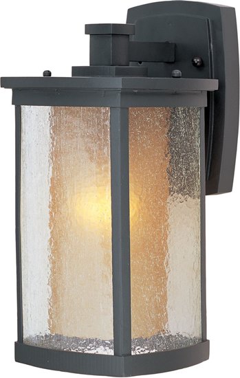 Foto para 100W Bungalow 1-Light Wall Lantern Wet BZ Seedy/Wilshire Glass MB Incandescent 7"x13.75" 4-Min