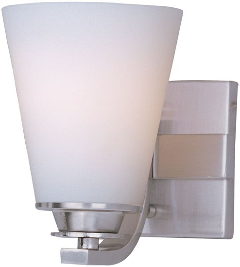 Picture of 100W Conical 1-Light Bath Vanity SN Satin White Glass MB Incandescent 