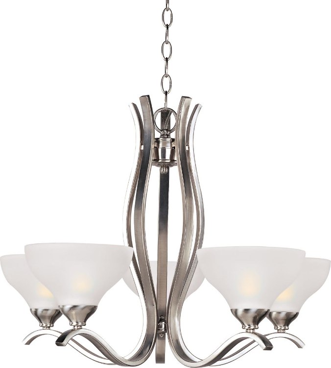 Foto para 100W Contour 5-Light Chandelier SN Frosted Glass MB Incandescent 36" Chain