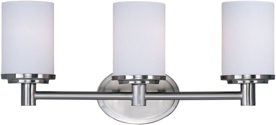 Picture of 100W Cylinder 3-Light Bath Vanity SN Satin White Glass MB Incandescent 