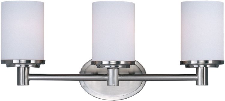 Foto para 100W Cylinder 3-Light Bath Vanity SN Satin White Glass MB Incandescent 
