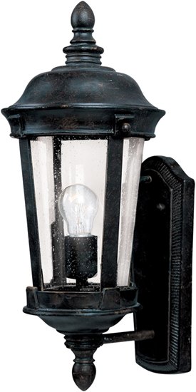 Picture of 100W Dover Cast 1-Light Outdoor Wall Lantern BZ Seedy Glass MB Incandescent 8"x17" 