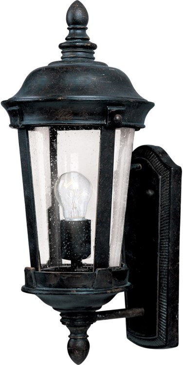 Foto para 100W Dover Cast 1-Light Outdoor Wall Lantern BZ Seedy Glass MB Incandescent 8"x17" 