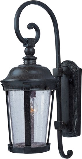 Picture of 100W Dover Cast 1-Light Outdoor Wall Lantern BZ Seedy Glass MB Incandescent 8"x19.5" 