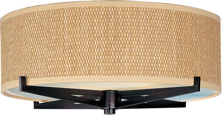 Foto para 100W Elements 2-Light Flush Mount OI Natural Fiber MB Incandescent 16"x5.25" 