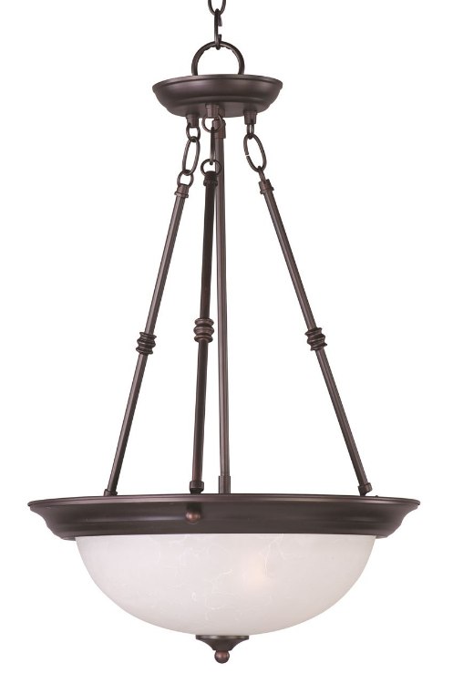 Foto para 100W Essentials - 584x-Invert Bowl Pendant OI 3-lights Ice Glass MB Incandescent 15"x24" 36" Chain