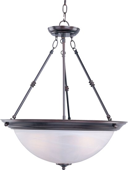 Picture of 100W Essentials - 584x-Invert Bowl Pendant OI 3-lights Marble Glass MB Incandescent 20"x24" 36" Chain