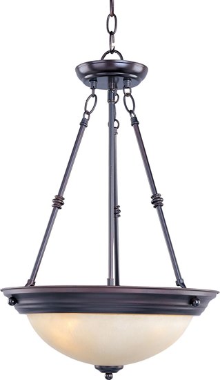 Picture of 100W Essentials - 584x-Invert Bowl Pendant OI 3-lights Wilshire Glass MB Incandescent 15"x24" 36" Chain