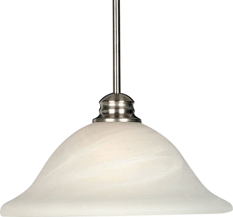 Foto para 100W Essentials - 9106x-Single Pendant SN Marble Glass MB Incandescent (OA HT 56")