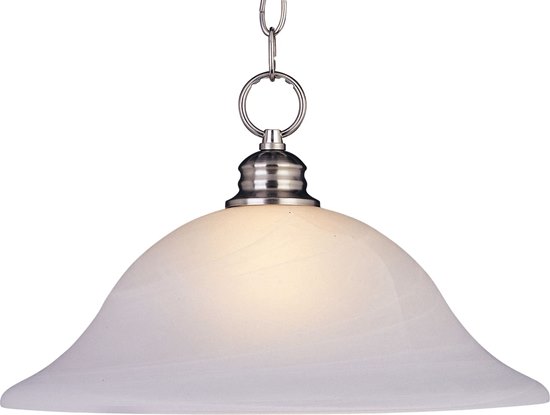 Foto para 100W Essentials - 9106x-Single Pendant SN Marble Glass MB Incandescent 16"x11" 36" Chain