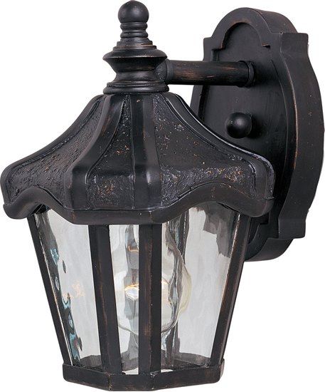 Picture of 100W Garden VX 1-Light Outdoor Wall Lantern OB Water Glass Glass MB Incandescent 6"x9.5" 