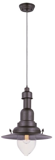 Picture of 100W Hi-Bay 1-Light Pendant BZ Clear Metal MB Incandescent 16"x24" (OA HT 87")