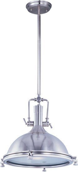 Picture of 100W Hi-Bay 1-Light Pendant SN Frosted Metal MB Incandescent (OA HT 61") (CAN 6"x1.25")