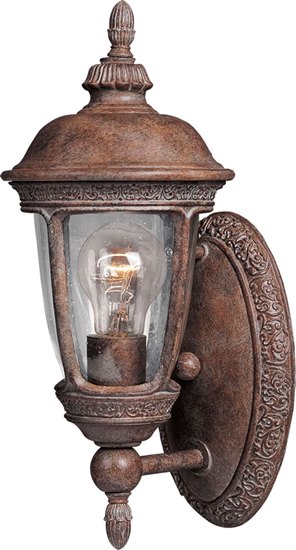 Picture of 100W Knob Hill Cast 1-Light Outdoor Wall Lantern SE Seedy Glass MB Incandescent 