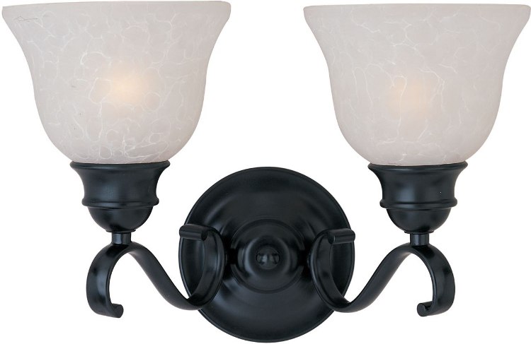 Foto para 100W Linda 2-Light Bath Vanity BK Ice Glass MB Incandescent 