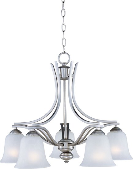 Foto para 100W Madera 5-Light Chandelier SS Ice Glass MB Incandescent 25"x20" 36" Chain