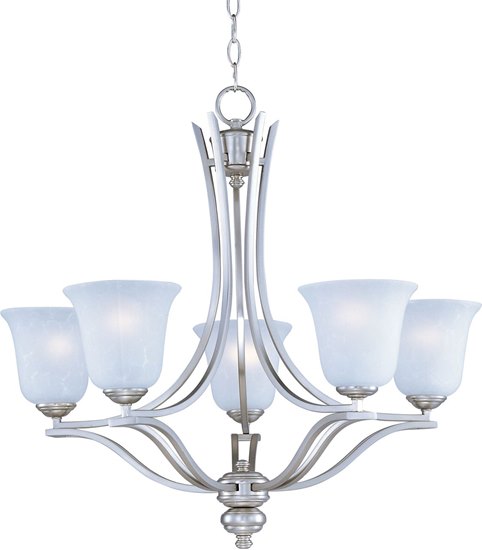 Foto para 100W Madera 5-Light Chandelier SS Ice Glass MB Incandescent 26"x25" 36" Chain