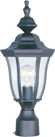 Picture of 100W Madrona Cast 1-Light Outdoor Pole/Post Lantern BK Seedy Glass MB Incandescent 6-Min