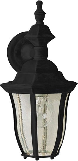 Picture of 100W Madrona Cast 1-Light Outdoor Wall Lantern BK Seedy Glass MB Incandescent 8"x16" 6-Min