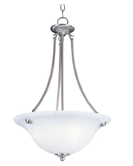 Foto para 100W Malaga 3-Light Invert Bowl Pendant SN Frosted Glass MB Incandescent 36" Chain