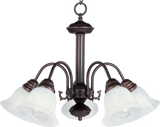 Foto para 100W Malaga 5-Light Chandelier OI Marble Glass MB Incandescent 24"x17" 36" Chain