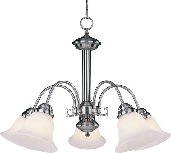 Foto para 100W Malaga 5-Light Chandelier SN Marble Glass MB Incandescent 24"x17" 36" Chain