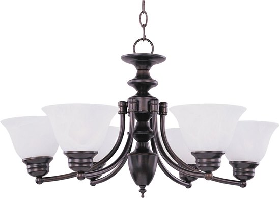 Foto para 100W Malaga 6-Light Chandelier OI Marble Glass MB Incandescent 36" Chain