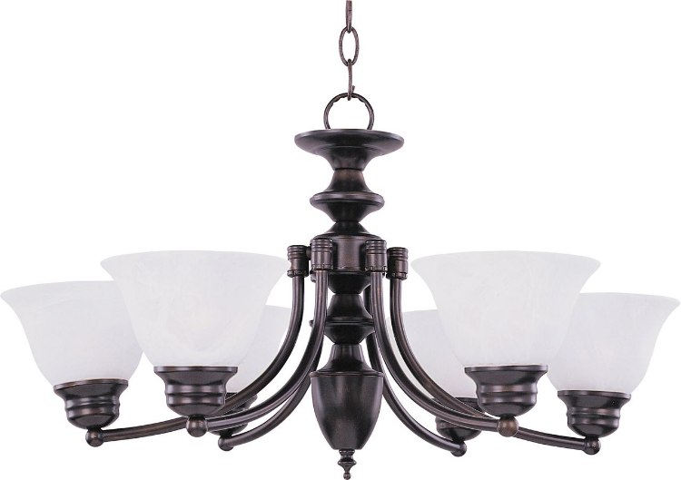 Foto para 100W Malaga 6-Light Chandelier OI Marble Glass MB Incandescent 36" Chain