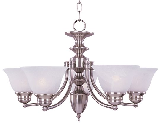Foto para 100W Malaga 6-Light Chandelier SN Frosted Glass MB Incandescent 36" Chain