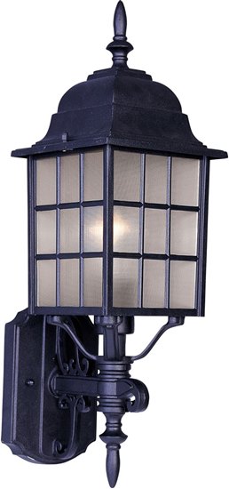 Foto para 100W North Church 1-Light Outdoor Wall Lantern BK Clear Glass MB Incandescent 6"x19" 6-Min