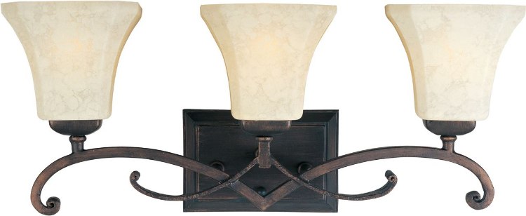 Foto para 100W Oak Harbor 3-Light Bath Vanity RB Frost Lichen Glass MB Incandescent 