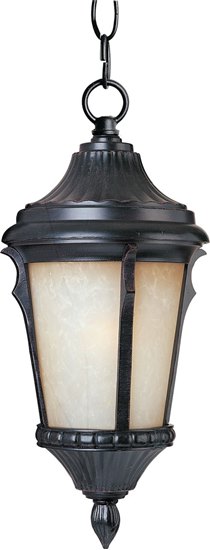 Picture of 100W Odessa Cast 1-Light Outdoor Hanging Lantern ES Latte Glass MB Incandescent 9"x19" 72" Chain
